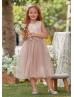 Blush Satin Tulle Sequin Appliques Flower Girl Dress Photoshoot Dress Blush Satin Tulle Sequin Appliques Flower Girl Dress Photoshoot Dress